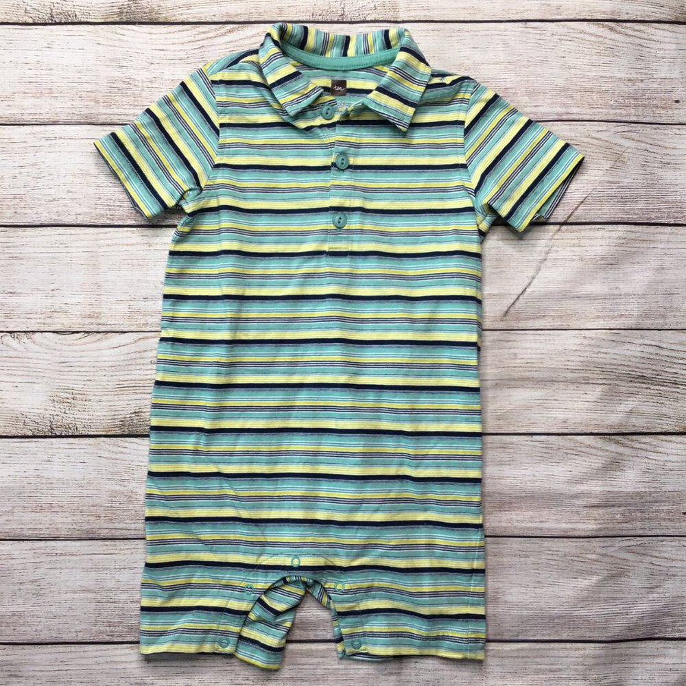 Tea Collection Striped Polo Romper 18-24 Months
